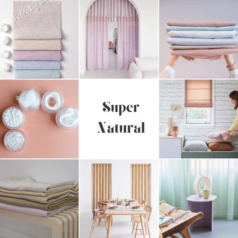 Pastelowa inspiracja tkanin, zasłon i rolet rzymskich Super Natural