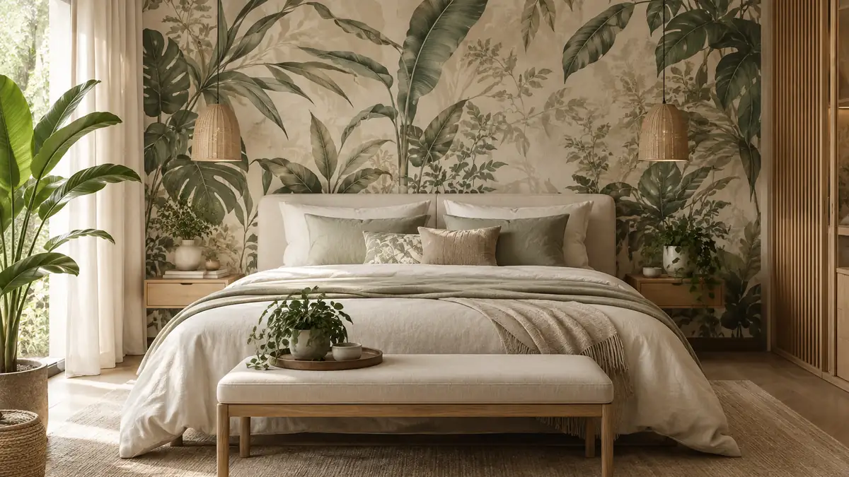 Botaniczny ogród w sypialni: Najpiękniejsze wzory roślinne od Wallcraft.